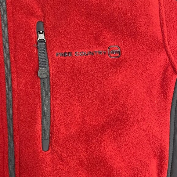 NWT Free Country Mens L Red Club Tech Fleece Jacket Full Zip Pockets Outerwear - Picture 9 of 16